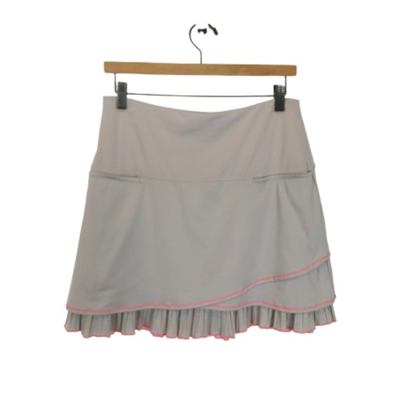 Elegant Gray Skirt with Pink Trim - Picture 1 of 3